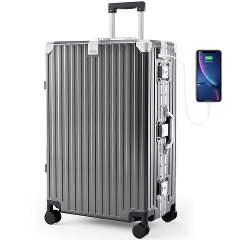 Carry-On and Checked Thickened 3-Layer Aluminum Frame Travel Suitcase