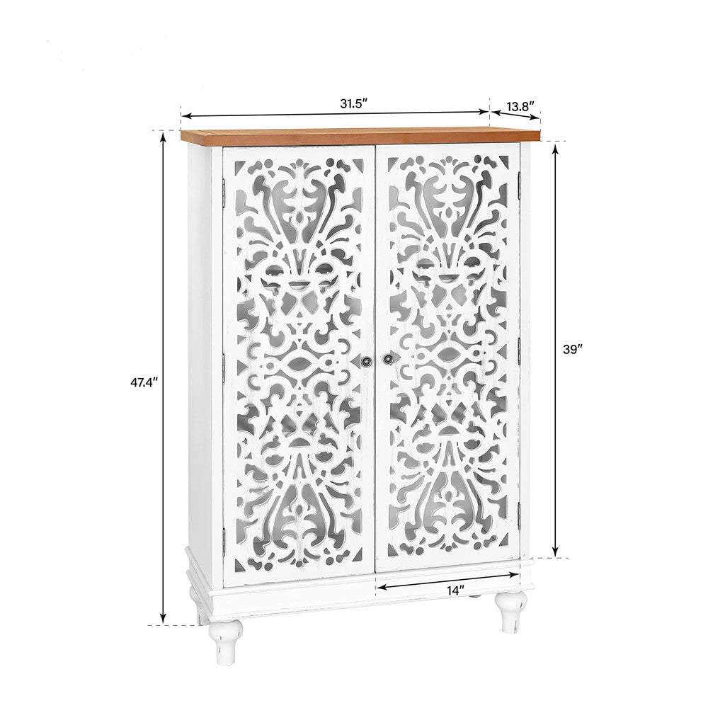 Tall Accent Storage with Decorative Carved DesignMFSTUDIO