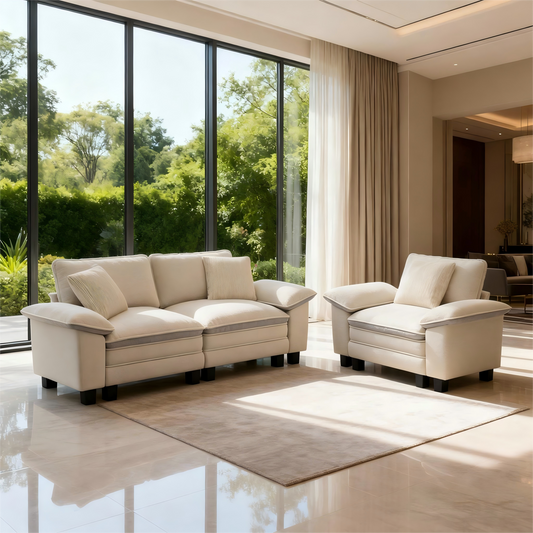 PHI VILLA Modern Chenille Modular Cloud Sofa Set with Deep Seats for Living Room