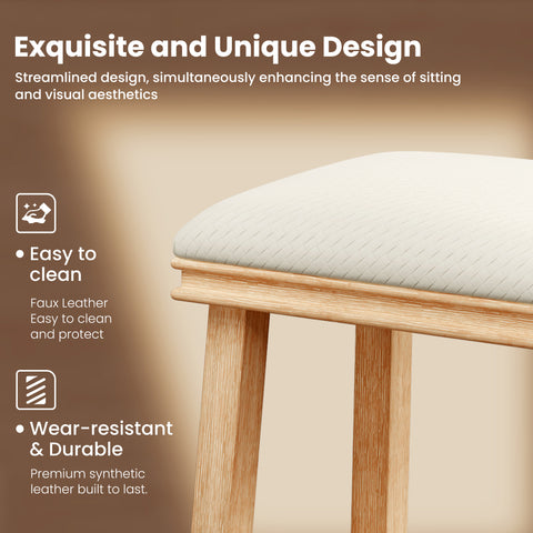 PHI VILLA 24" Backless Counter Height Bar Stools with Faux Leather Seat, Set of 4