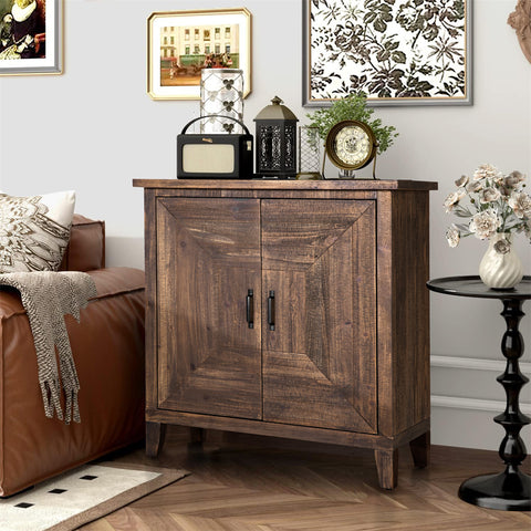 Retro Wooden-Style Storage Cabinet with Doors-MFSTUDIO