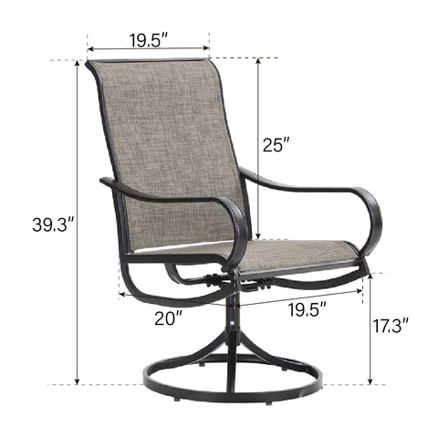 PHI VILLA 9/7-Piece Adjustable Table + Textilene Swivel Chairs Patio Dining Set