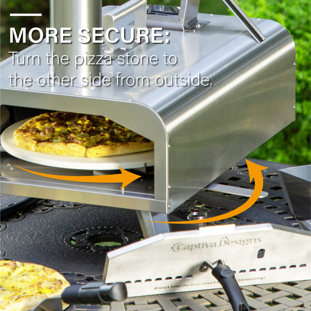 Wood Pellet / Propane Portable BBQ Pizza Oven with Turning Disc for
