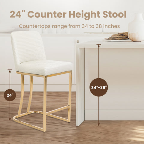 24" Modern PU Leather Bar Stools for Kitchen Island，Phi Villa