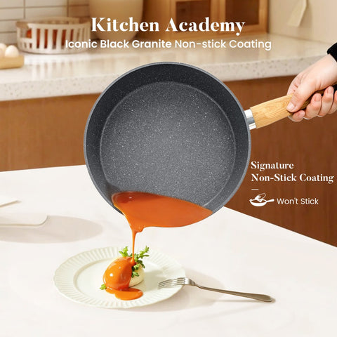 Induction Nonstick Granite-Coating 17 Piece Cookware Set,Kitchen Academy
