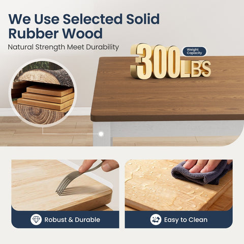 5-Piece Solid Rubber Wood Dining Set for Kitchen and Dining Room - PHI VILLA