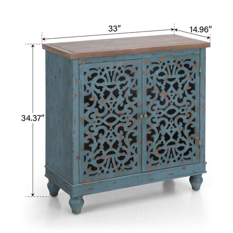 Accent Storage Cabinet with Decorative Carved -MFSTUDIO