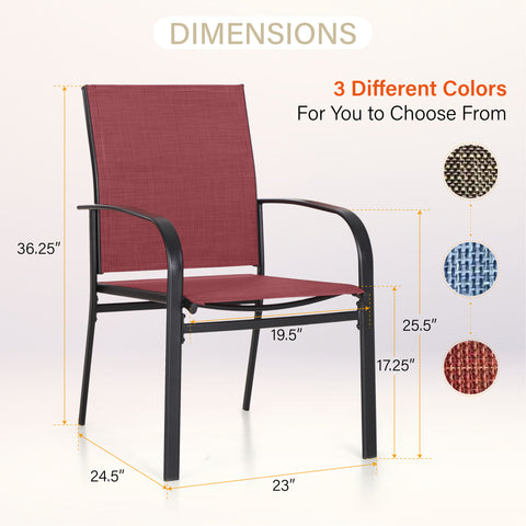 Phi Villa 7-Piece Colorful Txtilene Fixed Chair Dining Sets for Backyard