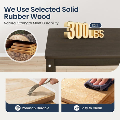 5-Piece Solid Rubber Wood Dining Set for Kitchen and Dining Room - PHI VILLA