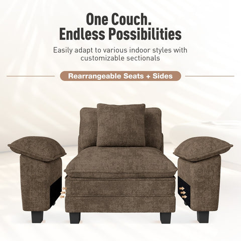 PHI VILLA Modern Chenille Modular Cloud Sofa Set with Deep Seats for Living Room