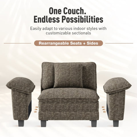 PHI VILLA Modern Chenille Modular Cloud Sofa Set with Deep Seats for Living Room