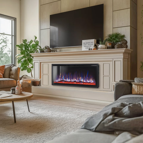 Premium Wall Mounted & Recessed Electric Fireplace with Remote Control - Sophia & William