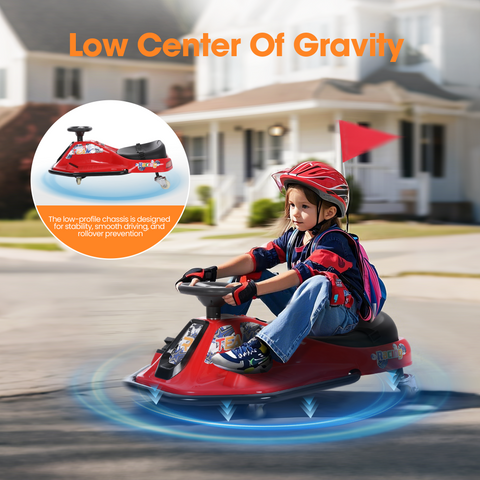 24V Electric Drifting Go-Kart for Kids Ages 3+ with 360 Spin and Upgraded Glowing Wheels