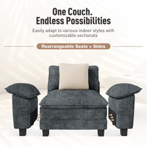 PHI VILLA Cloud-Like Chenille Living Room Sofa Couch