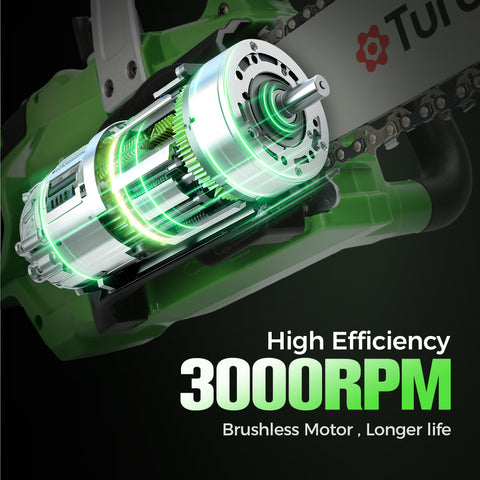 12" Cordless Brushless Chainsaw with Auto Oiling and Safety Brake for Wood Cutting