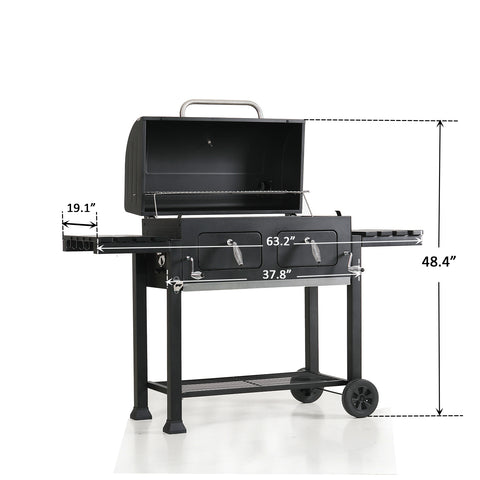 Captiva Designs Charcoal Patio Grill with 2 Liftable Enamel Charcoal Trays