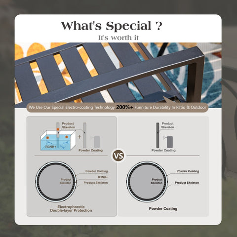 PHI VILLA 9-Piece Patio Dining Set Extra-large Square Table & Stackable Steel Fixed Chairs