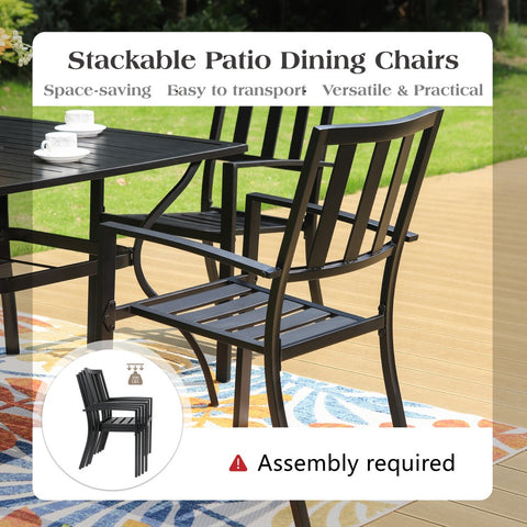PHI VILLA Outdoor Patio Metal Dining Chairs for Garden, Backyard