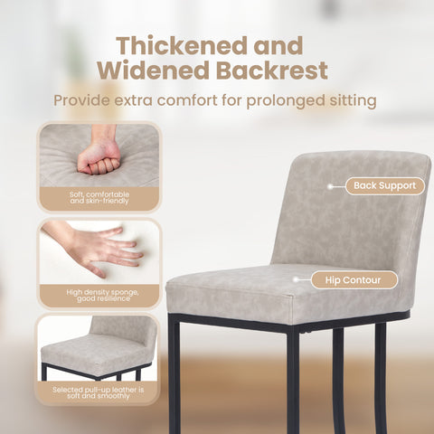 PHI VILLA 24" Modern Square PU Leather Bar Stool with Metal Frame, Set of 4