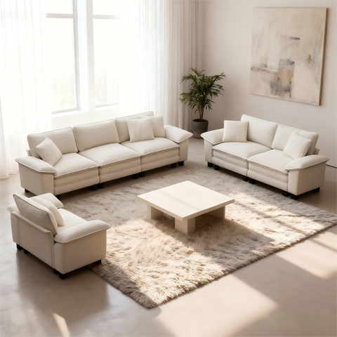 PHI VILLA Modern Chenille Modular Cloud Sofa Set with Deep Seats for Living Room