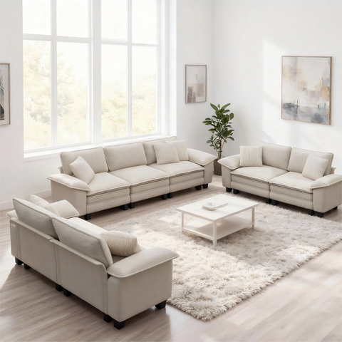 PHI VILLA Modern Chenille Modular Cloud Sofa Set with Deep Seats for Living Room