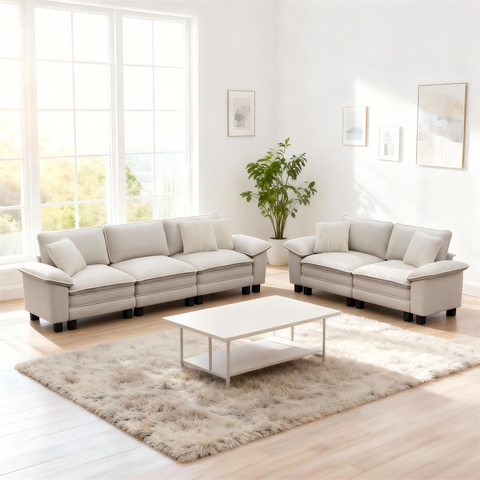 PHI VILLA Modern Chenille Modular Cloud Sofa Set with Deep Seats for Living Room