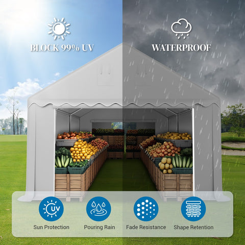 PHI VILLA 13ft Modern Outdoor Gray Carport Storage Shed