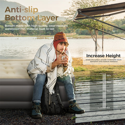 Alpha Camp 19” Twin Foldable Inflatable Air Mattress with Built-in Pump and Pillow for Camping and Home Guests