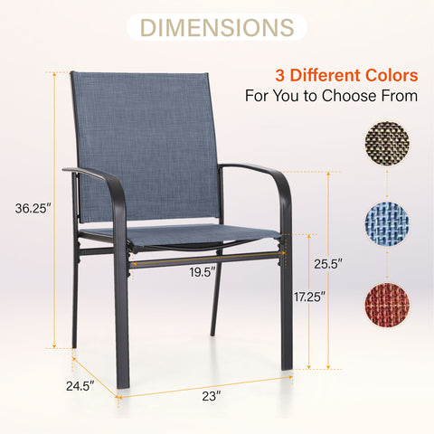 Phi Villa Colorful Patio Textilene Fixed Dining Chairs