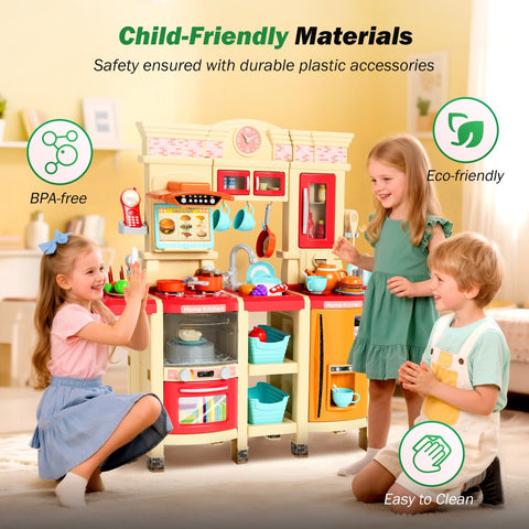 All-in-One Interactive Play Kitchen for Toddlers with Realistic Appliances