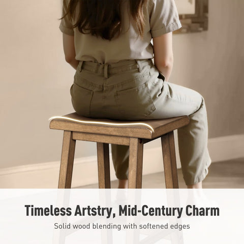 PHI VILLA 4-Piece Solid Wood Bar Table Set with Saddle Stools and Bench