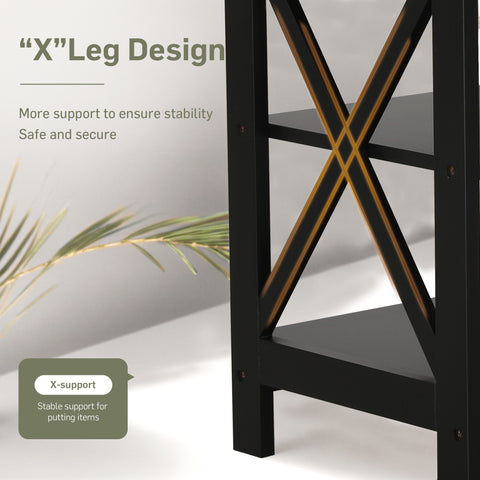 PHI VILLA Black End Table Side Table for Living Room, Set of 2