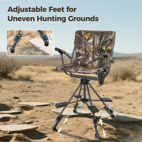 360° Silent Swivel Blind Hunting Chair with Shooting Pedals - Alpha Camp