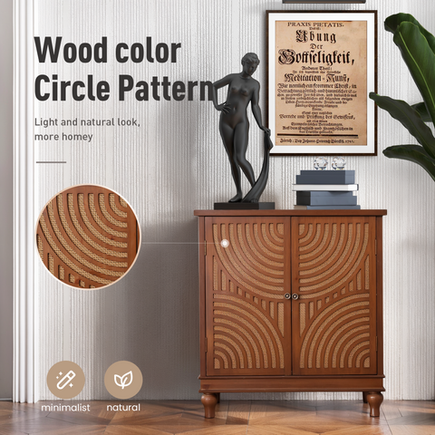 Stylish Rattan 2 Door Storage Cabinet- MFSTUDIO