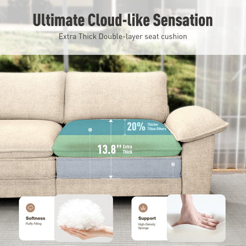 PHI VILLA Cloud-Like Chenille Living Room Sofa Couch