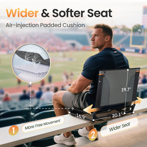 Alpha Camp Folding Stadium Seat Chair for Bleachers with Back & Arm Rest, 2 Pieces