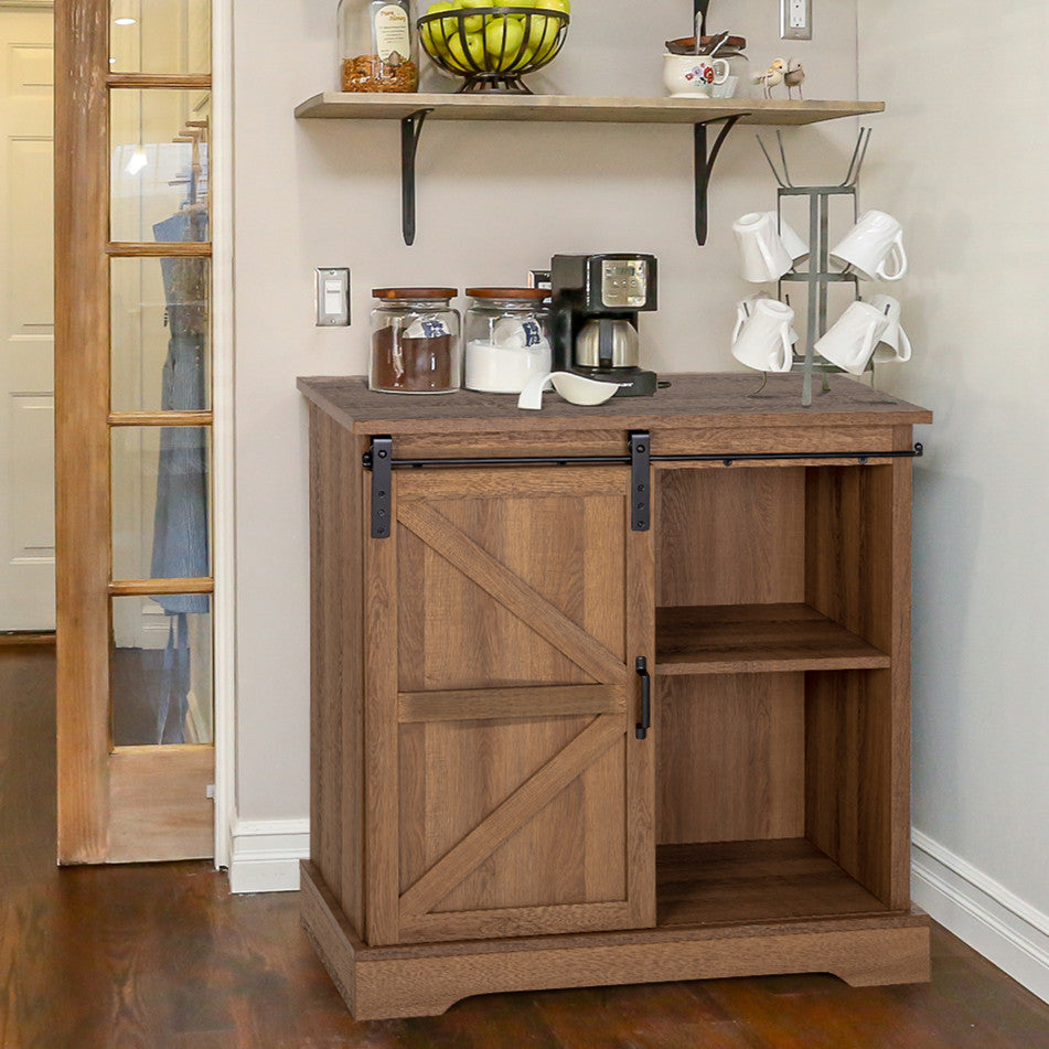 Farmhouse Sideboard with Sliding Barn Door-MFSTUDIO