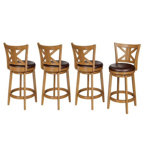 PHI VILLA 360° Swivel Farmhouse Wood Bar Stools with Patented K-Shaped Back
