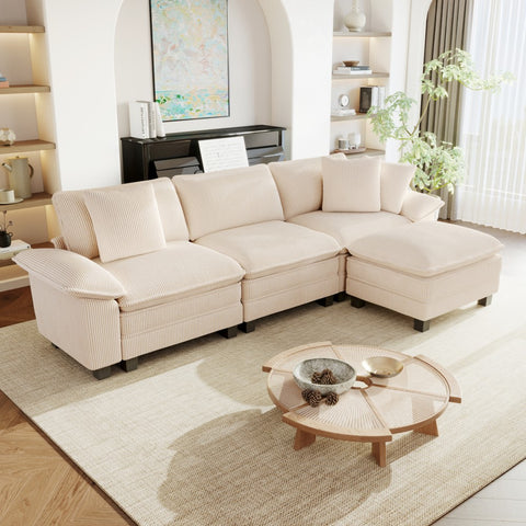 4-seat modern sectional sofa in living room with deep seating