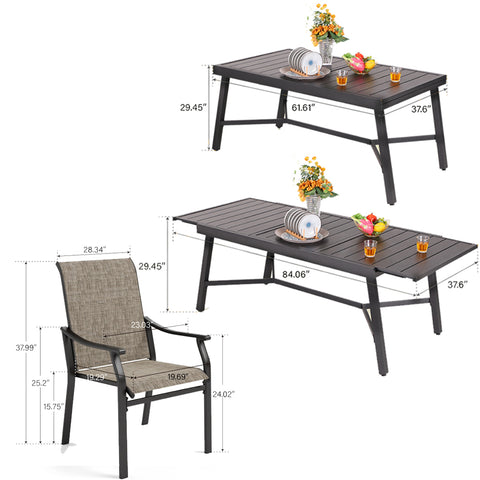 Sophia & William 7/9-Piece Ergo Sling Chairs Patio Dining Set with Reinforced Expandable Table