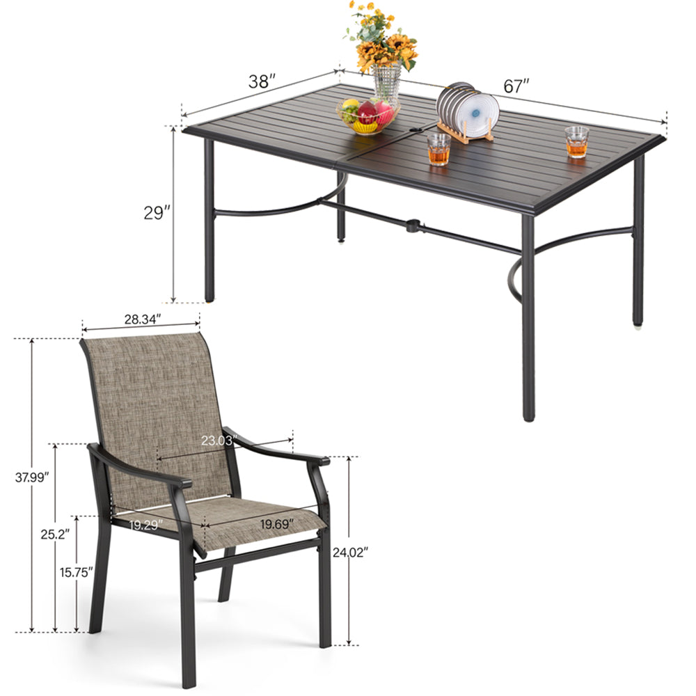 Sophia & William 7-Piece Ergo Sling Chairs Patio Dining Set with Bowed-bar Table