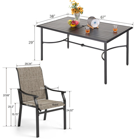 Sophia & William 7-Piece Ergo Sling Chairs Patio Dining Set with Bowed-bar Table