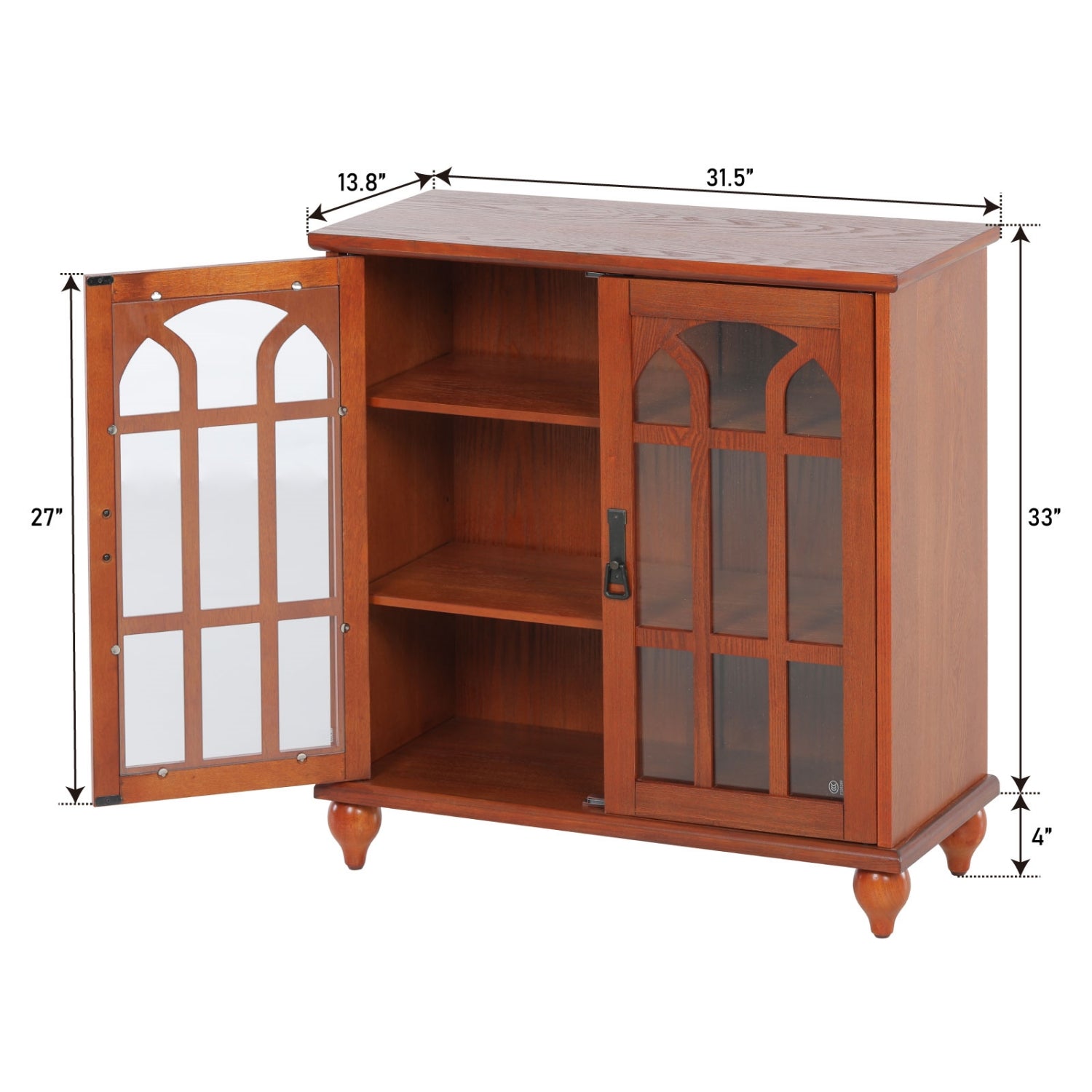 Red-brown Vintage Buffet Display Cabinet-MFSTUDIO