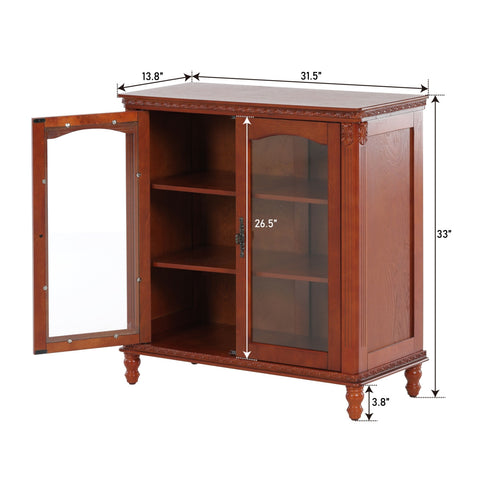 Red-brown Vintage Buffet Display Cabinet-MFSTUDIO