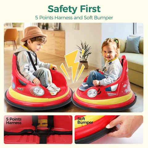 12V Kids Electric Bumper Car for Toddlers with 360° Spin and Remote