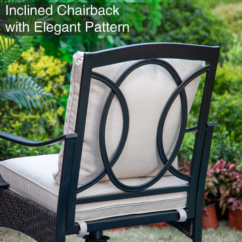 Sophia & William 9/7-Piece Patio Dining Set Embossed Extendable Table & Rattan-steel Swivel Chairs with Thick Cushions