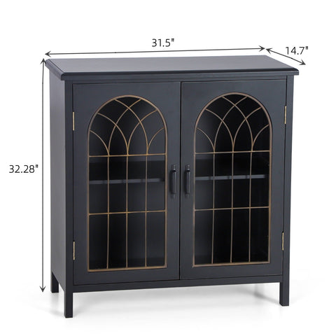 Exquisite Metal Church Window Buffet Storage Cabinet-MFSTUDIO