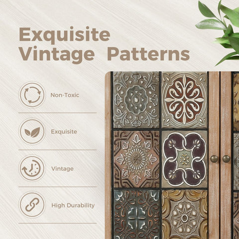 Antique Metal Block Veneer Accent Cabinet-MFSTUDIO