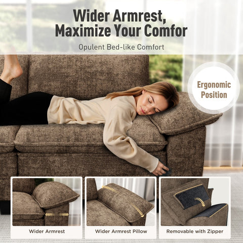 PHI VILLA Modern Chenille Modular Cloud Sofa Set with Deep Seats for Living Room