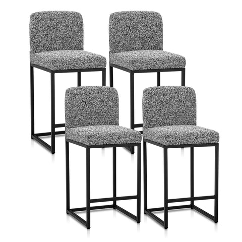PHI VILLA 24 Inch Counter Height Bar Stool Chenille Upholstered with Backrest- Set of 4
